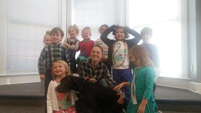 Children Posing with Dog